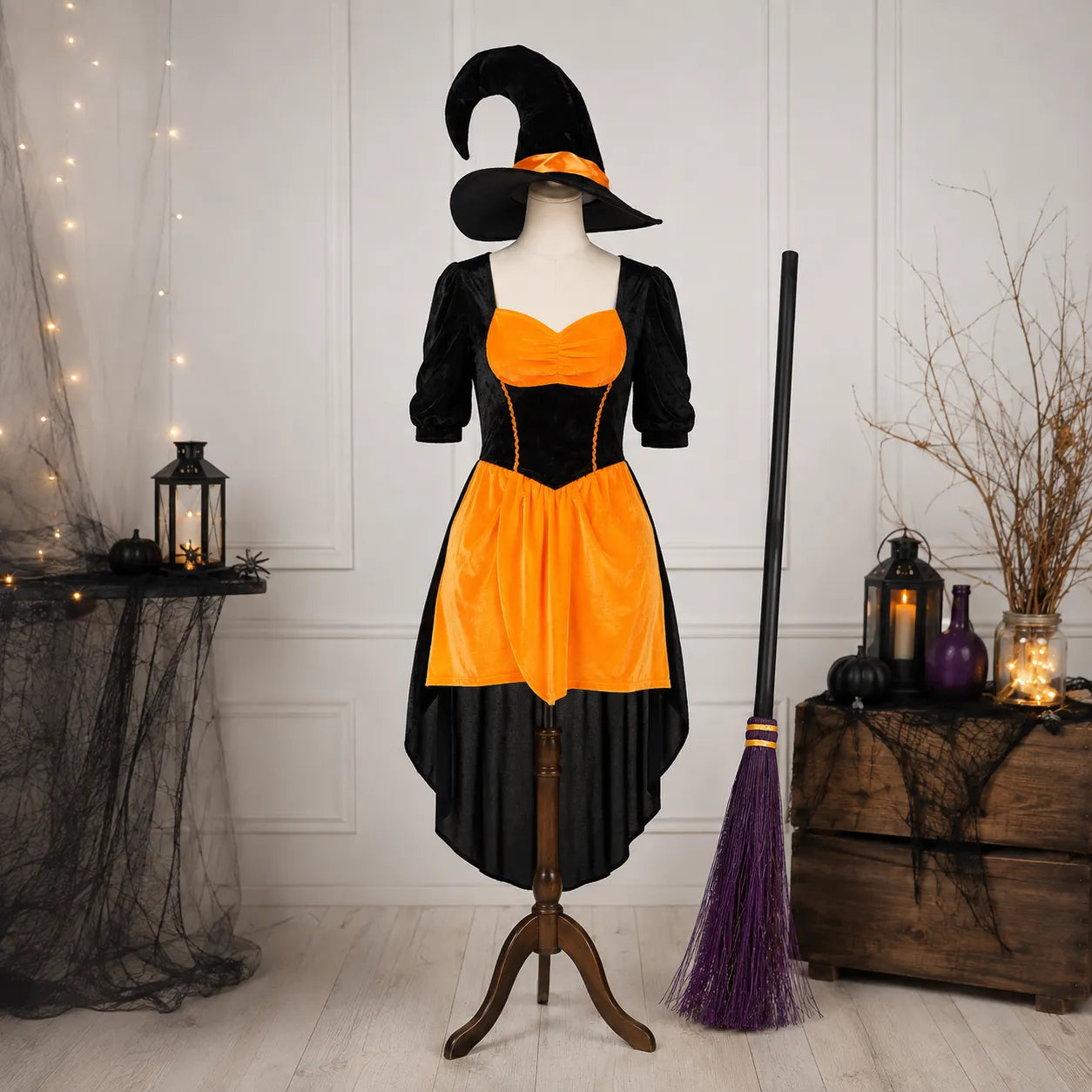 Déguisement Sorcière Orange Femme unique