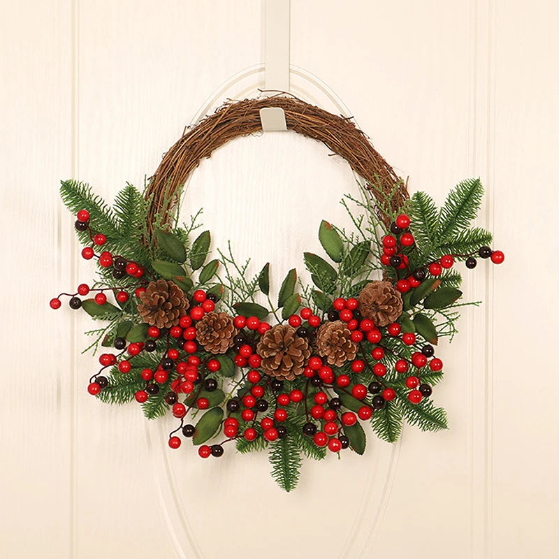 Demi-Couronne Noël en Rotin