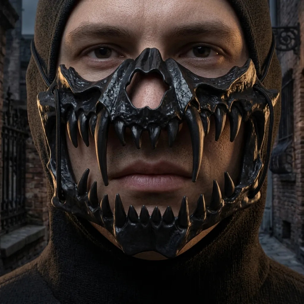 Demi-Masque Noir Terrifiant Unique