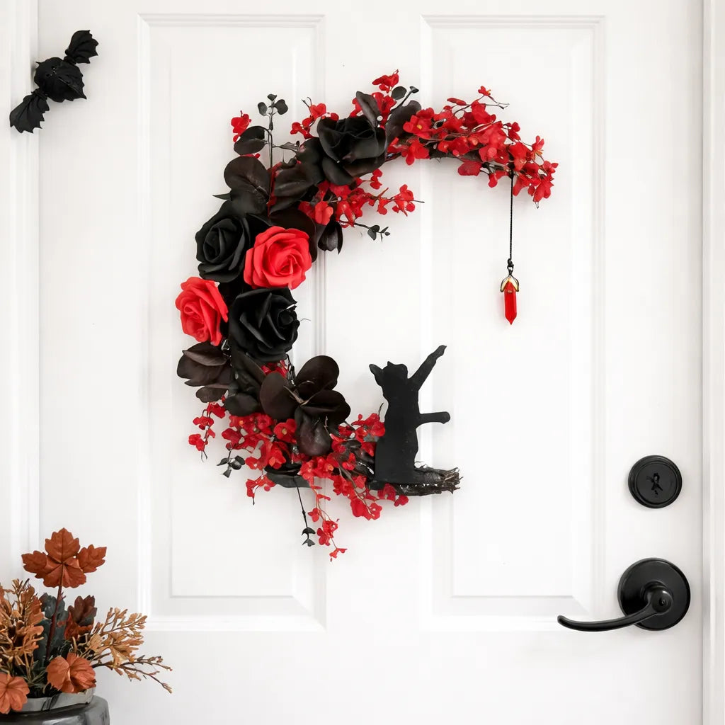 Demi-couronne Chat Rouge et Noir