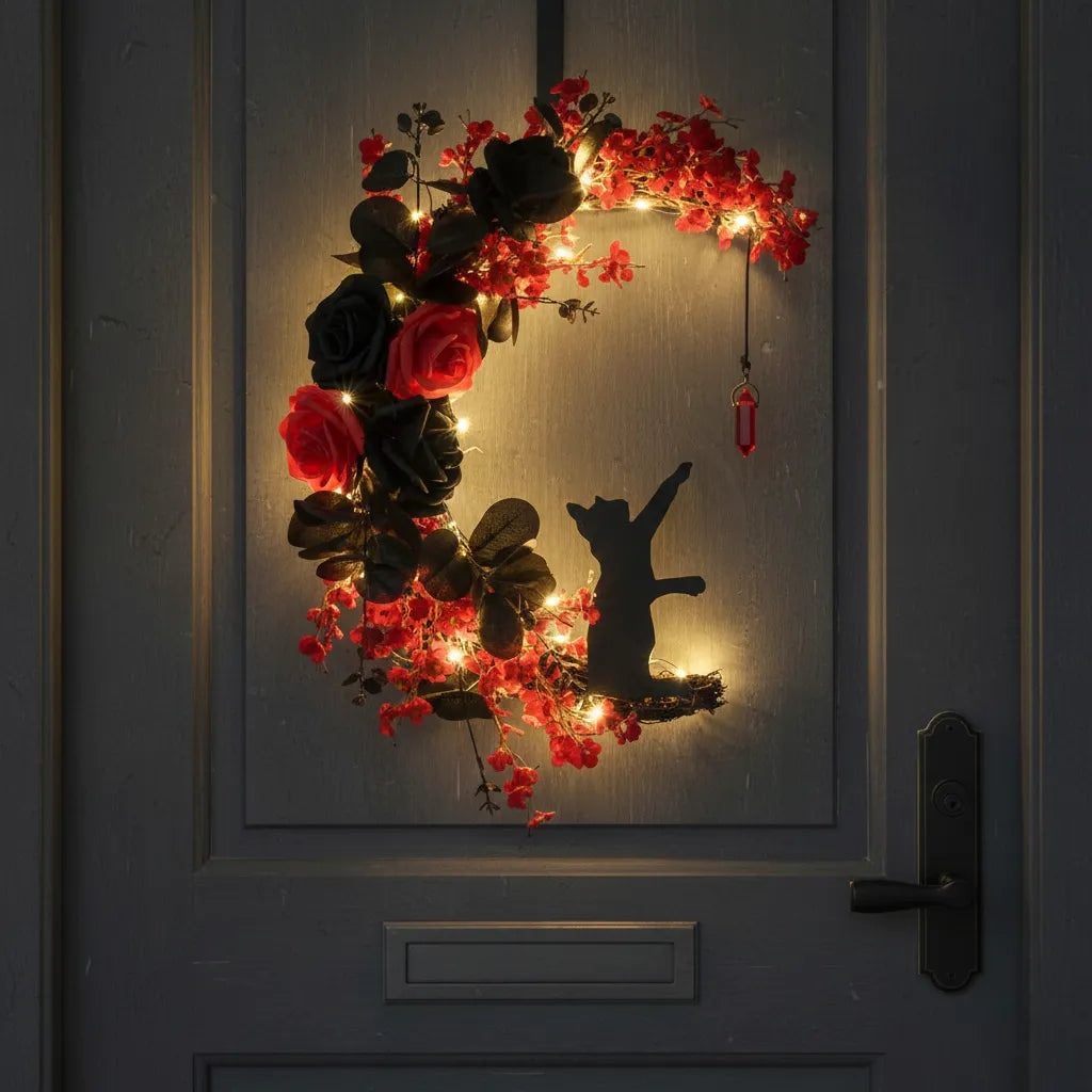 Demi-couronne Chat Rouge et Noir Originale