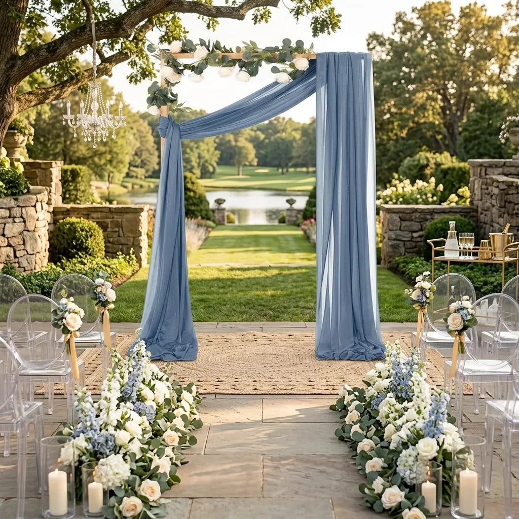 Drapé Arche Mariage Bleu Fluide