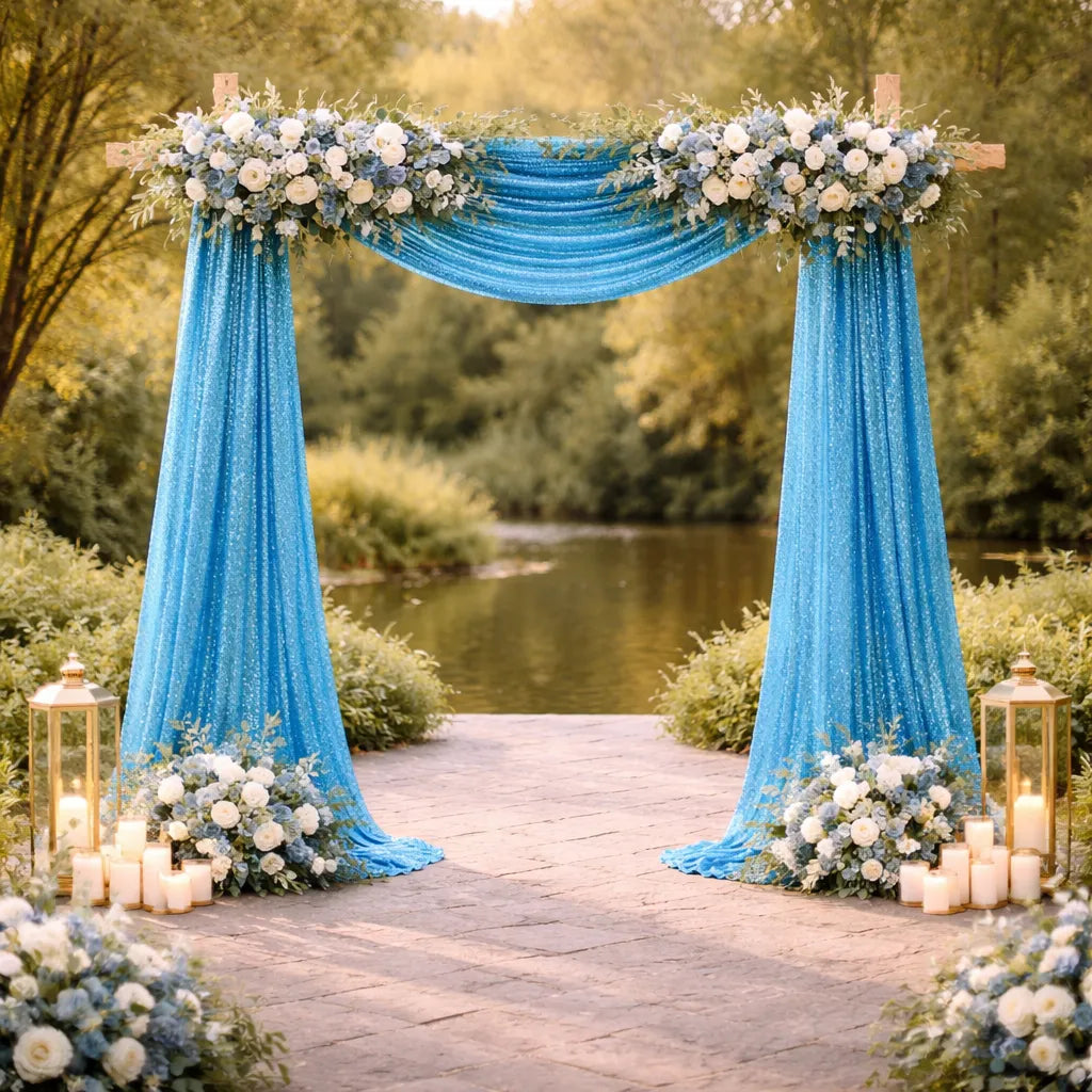 Drapé Arche Mariage Bleu à Sequins