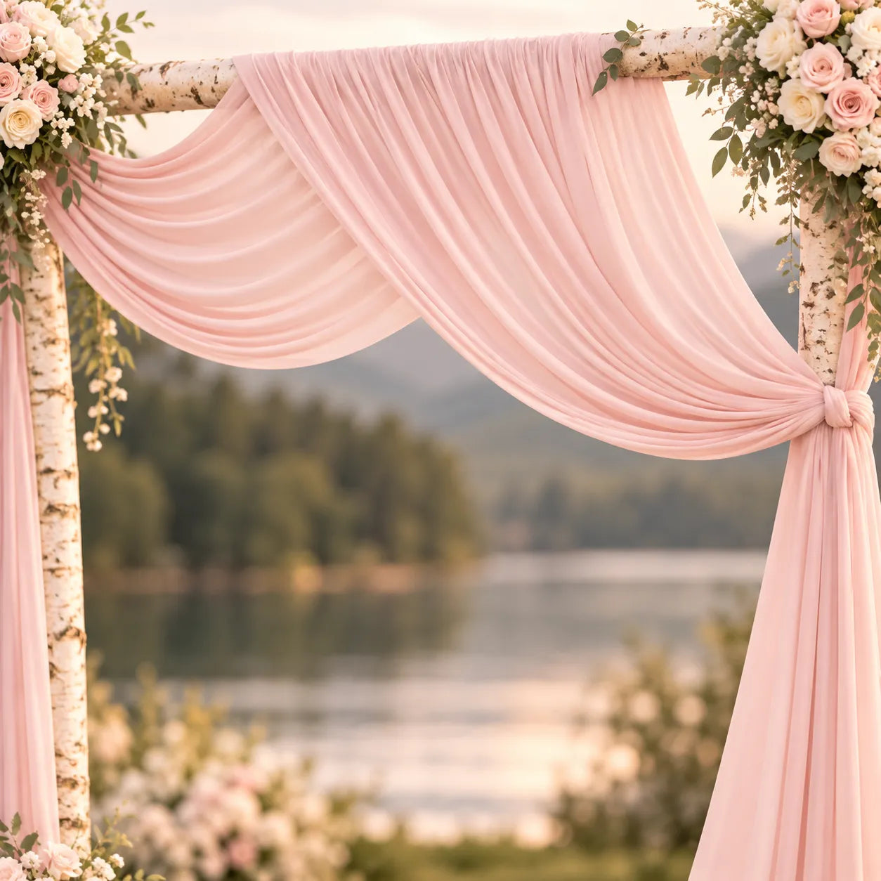 Drapé Arche Mariage Rose Pêche élégant