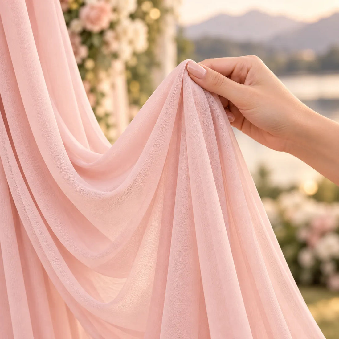 Drapé Arche Mariage Rose Pêche raffiné