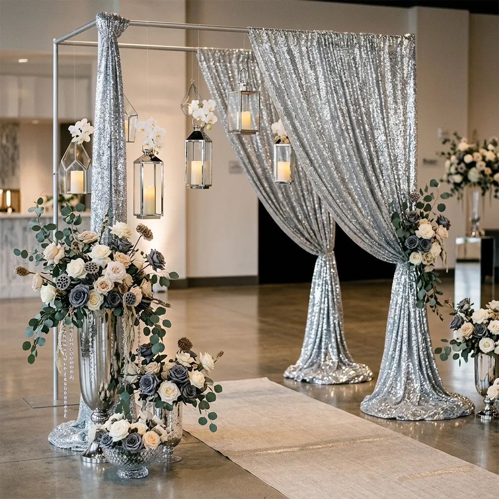Drapé Argenté Arche Mariage Aérien