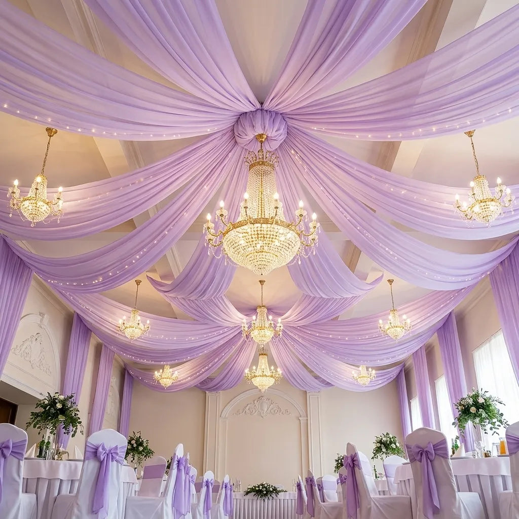 Drapé Mariage Lavande en Tulle Minimaliste