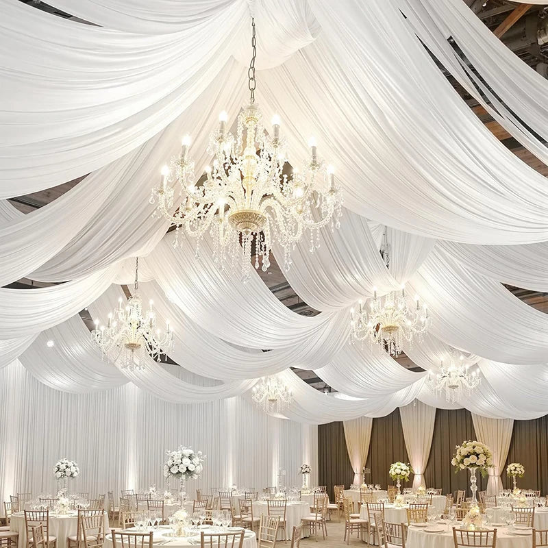 Drapé Plafond Mariage Blanc Satiné