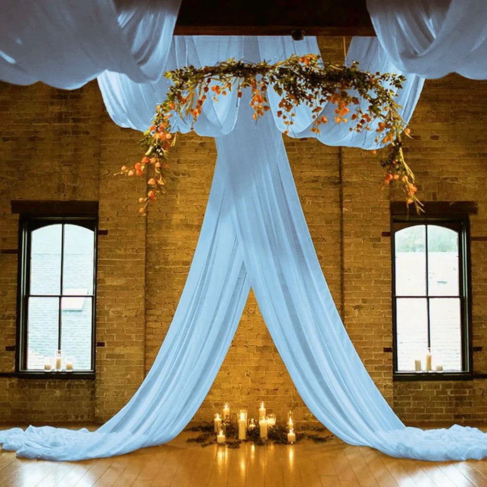 Drapé Satiné Bleu pou Plafond Mariage Unique