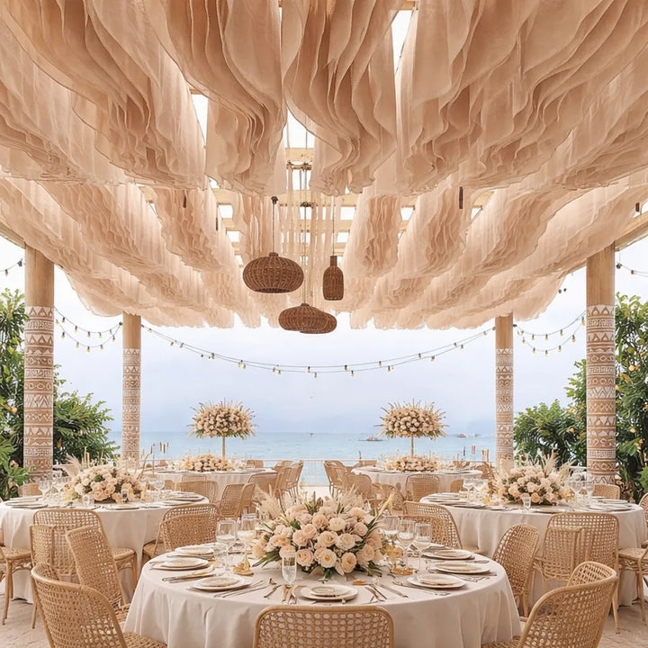 Drapé de Plafond Contemporain Ondulé Nude