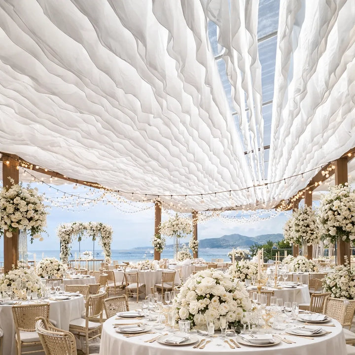 Drapé de Plafond Moderne Ondulé Blanc