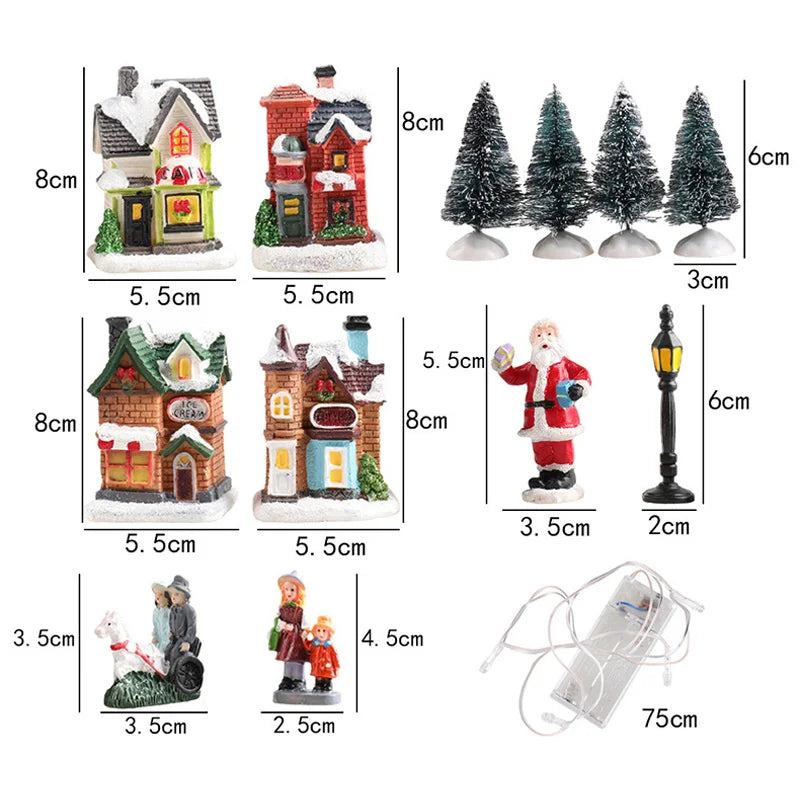 Ensemble Déco Village de Noël en Résine 