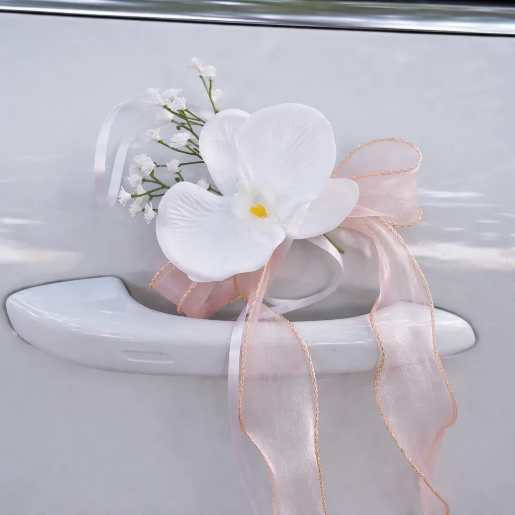 Ensemble Floral Portière Voiture Mariage