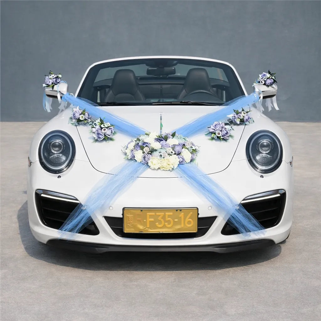 Ensemble Floral pour Voiture Mariage élégant