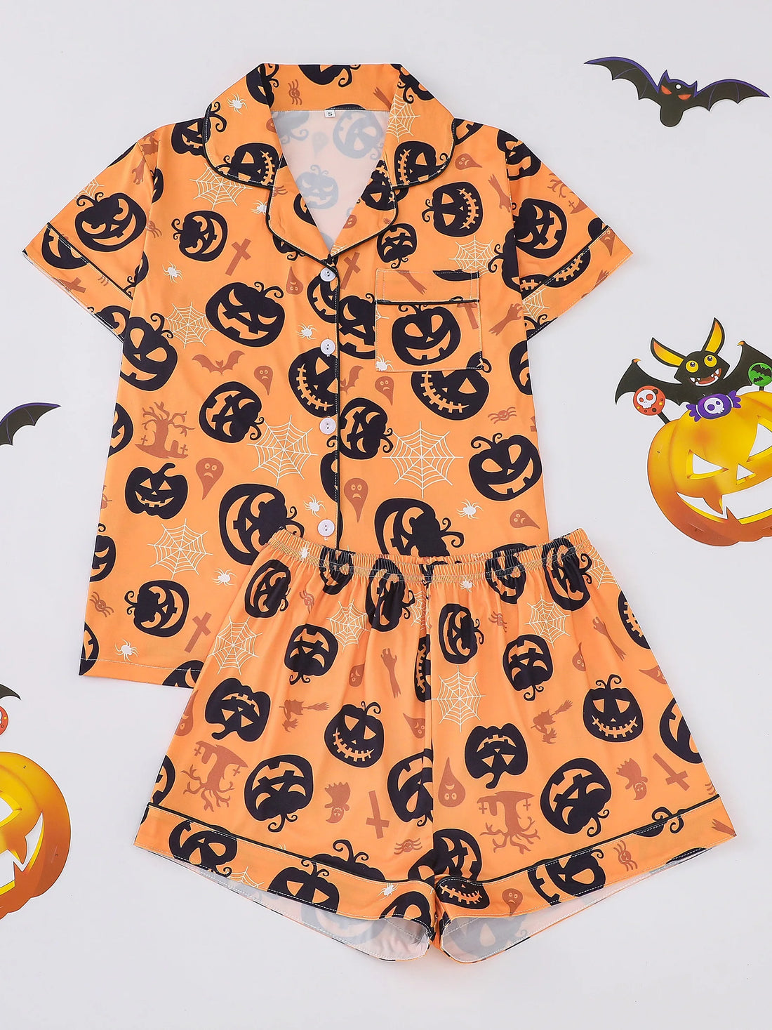 Ensemble Pyjama Orange Citrouille Femme Design