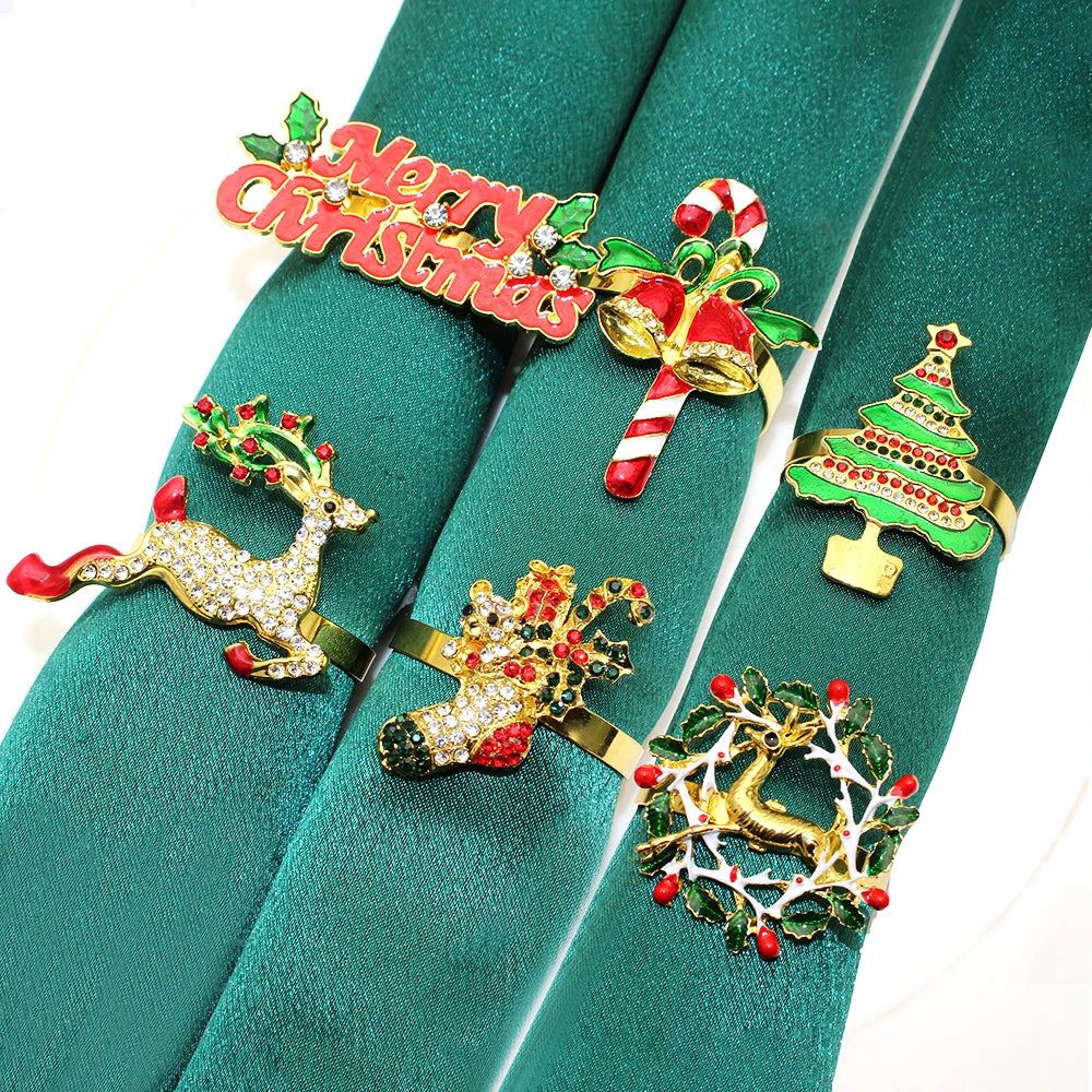 Ensemble de 6 Anneaux de Serviettes Noël