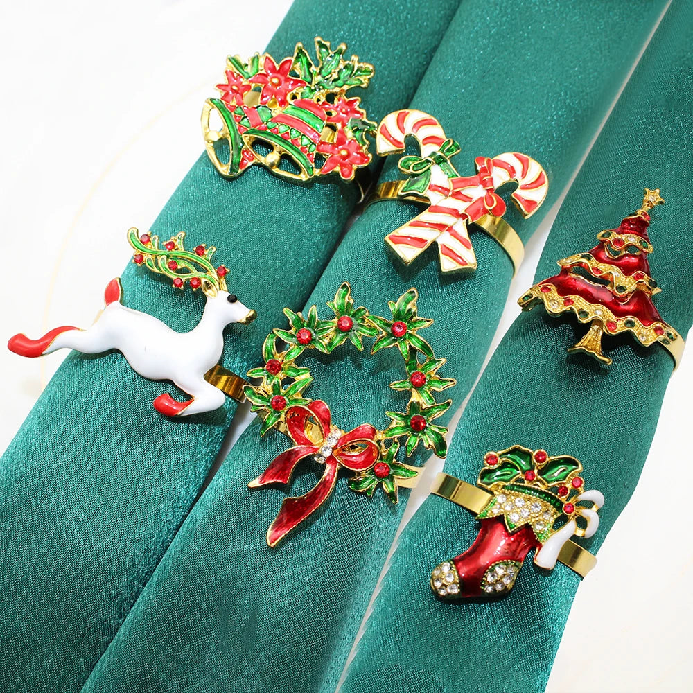 Ensemble de 6 Anneaux de Serviettes Noël élégant 