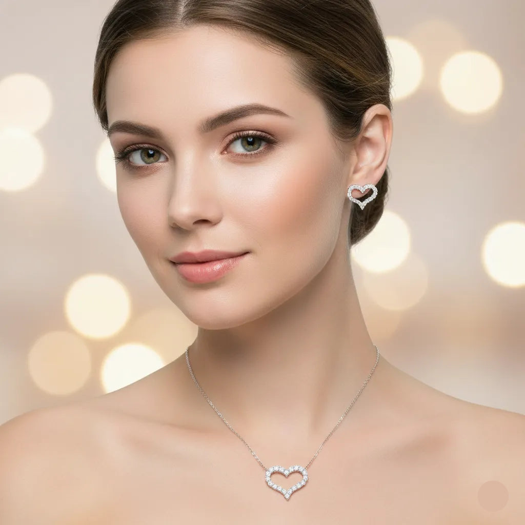 Ensemble de Bijoux Cœur en Moissanite