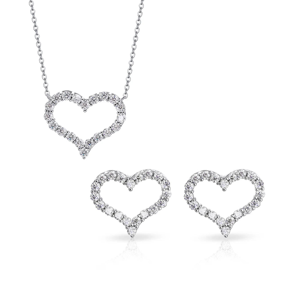 Ensemble de Bijoux Cœur en Moissanite Beau