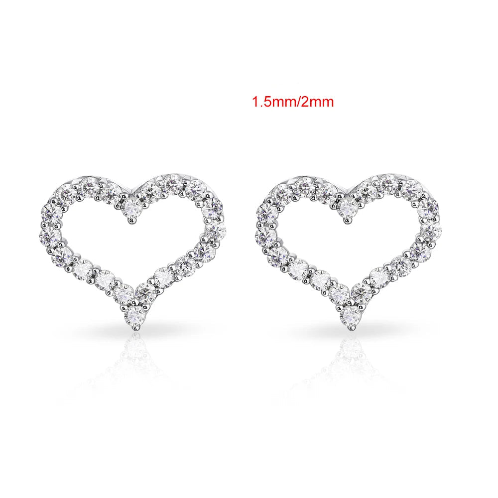 Ensemble de Bijoux Cœur en Moissanite Boucles