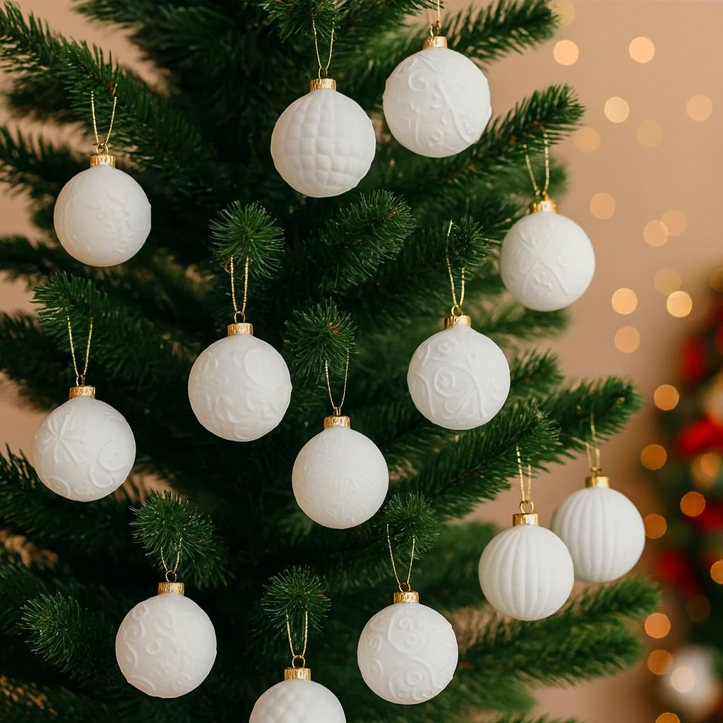 Ensemble de Boules Blanches Velours Texturées