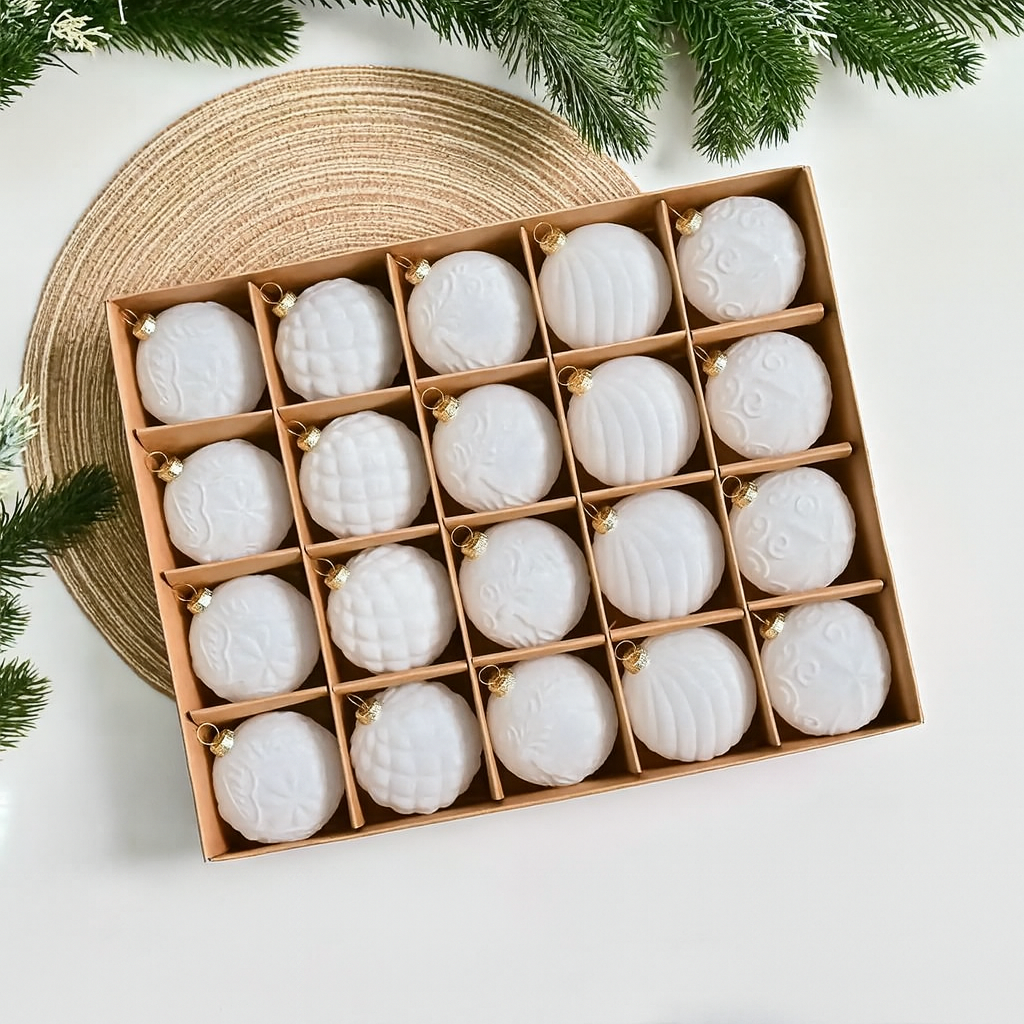 Ensemble de Boules Blanches Velours Texturées Uniques