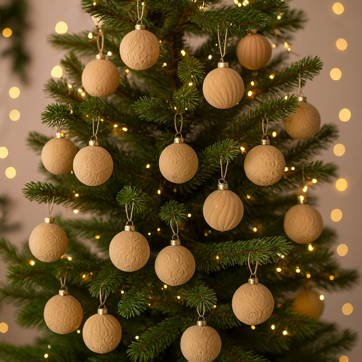 Ensemble de Boules Velours Texturées Beige