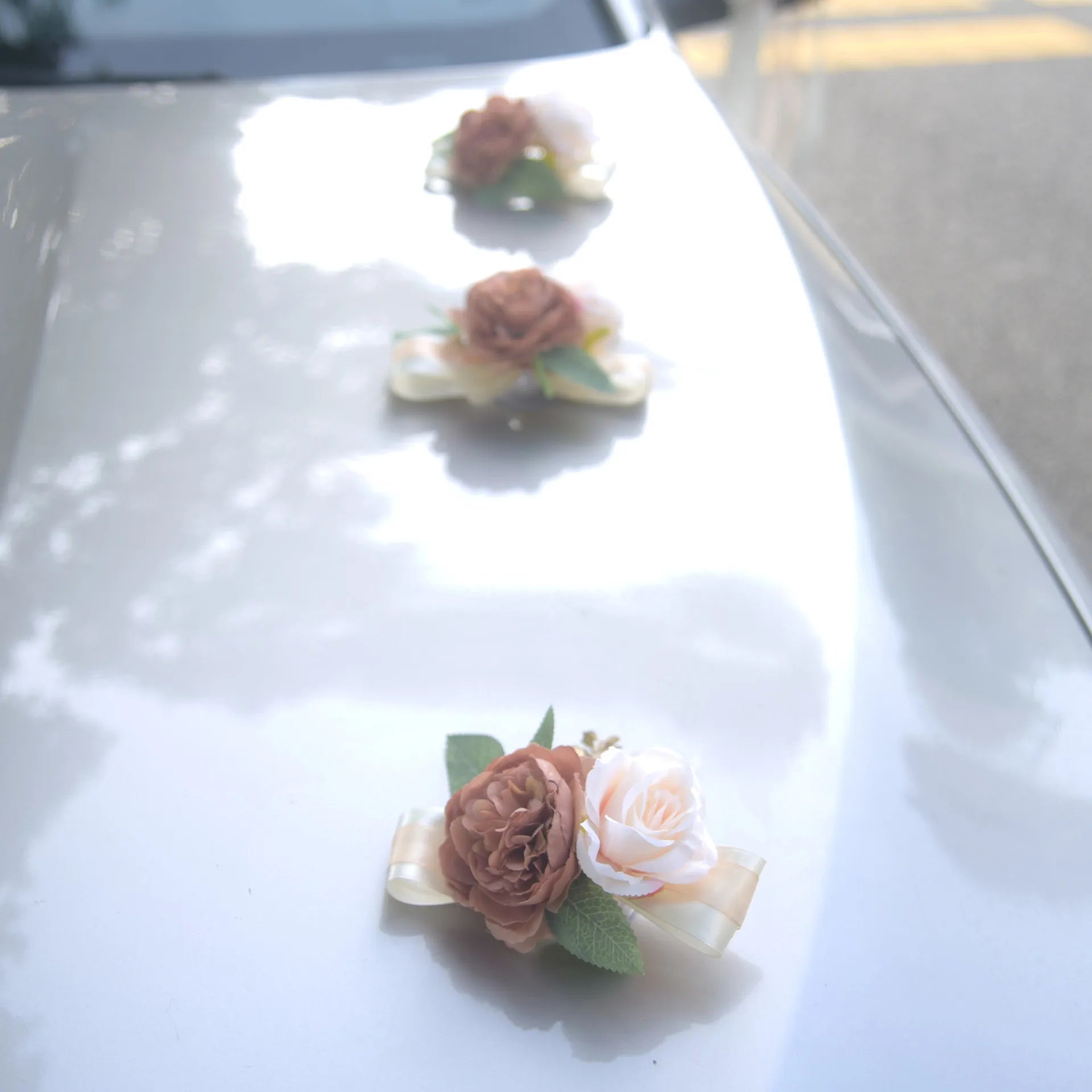 Ensemble de Déco Florale Rose Voiture Mariage Chic