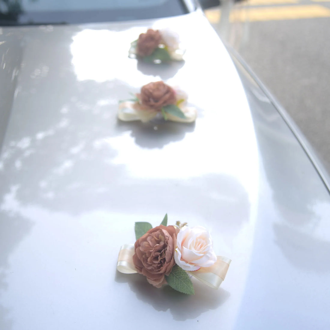 Ensemble de Déco Florale Rose Voiture Mariage Chic