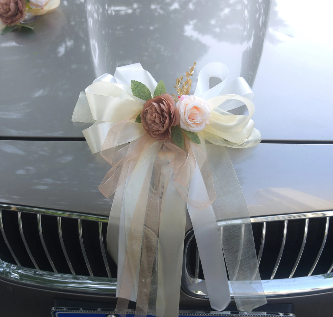 Ensemble de Déco Florale Rose Voiture Mariage Durable