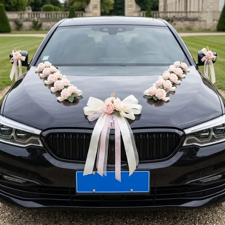 Ensemble de Fleurs Décoratives Véhicule Mariage Luxuriant
