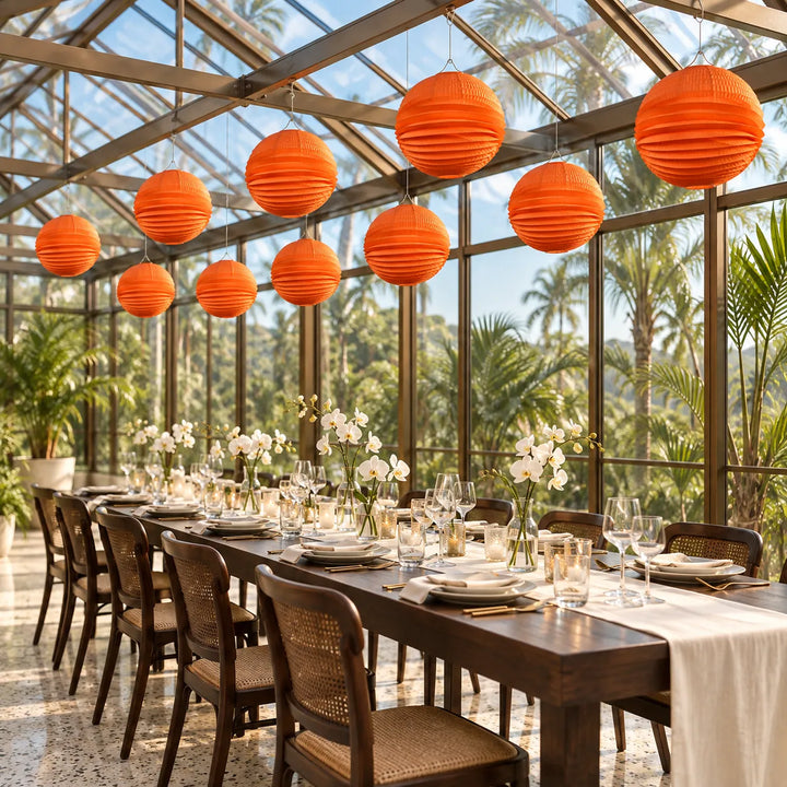 Ensemble de Lampions Décoratifs Orange Minimaliste