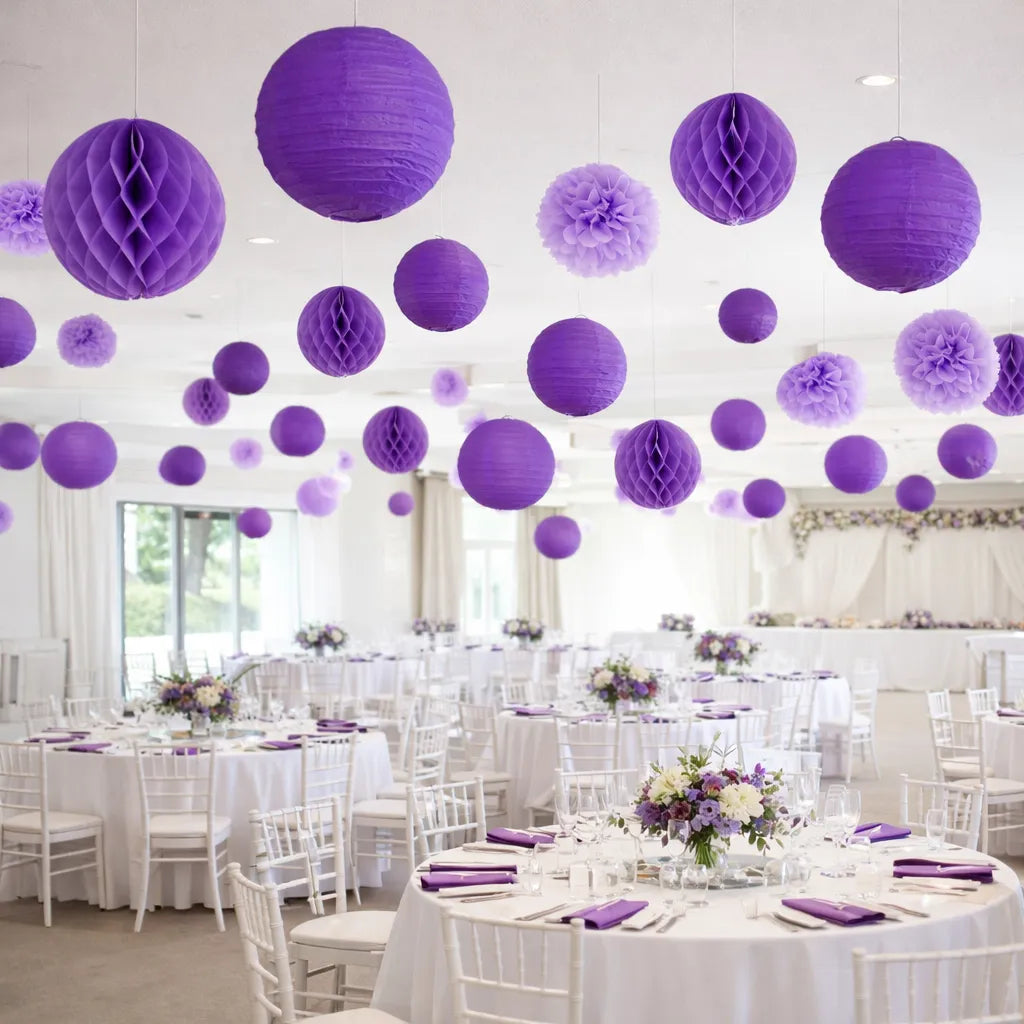 Ensemble de Lampions Mariage Violets