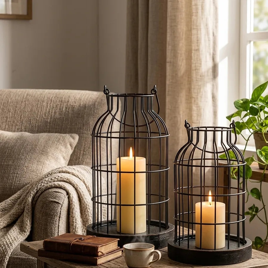Ensemble de Lanternes à Bougie Vintage Lumineuse