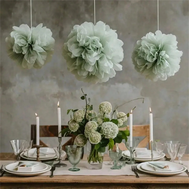 Ensemble de Pompons Décoratifs Vert Sauge