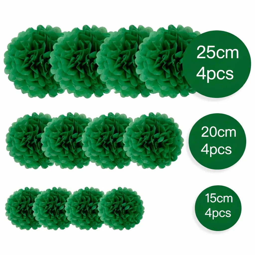 Ensemble de Pompons Papier Vert tendance