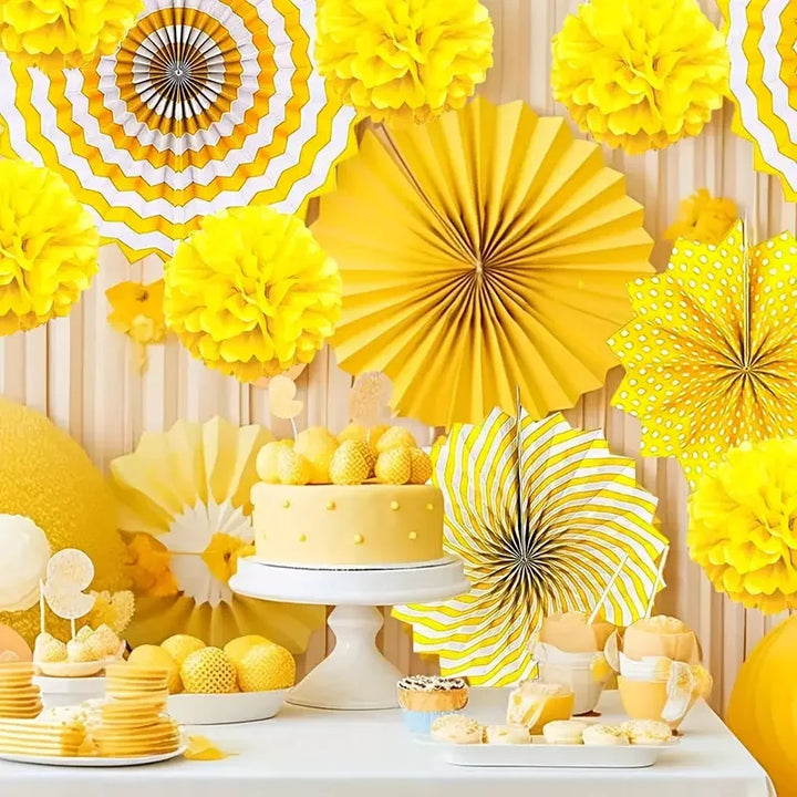 Ensemble de Pompons et Rosaces Jaunes 