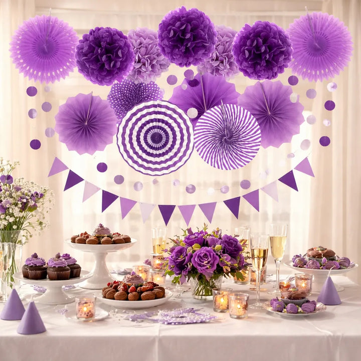 Ensemble de Pompons et Rosaces Violets