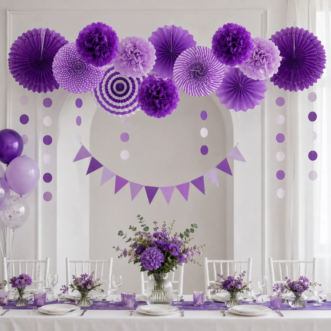 Ensemble de Pompons et Rosaces Violets Moderne