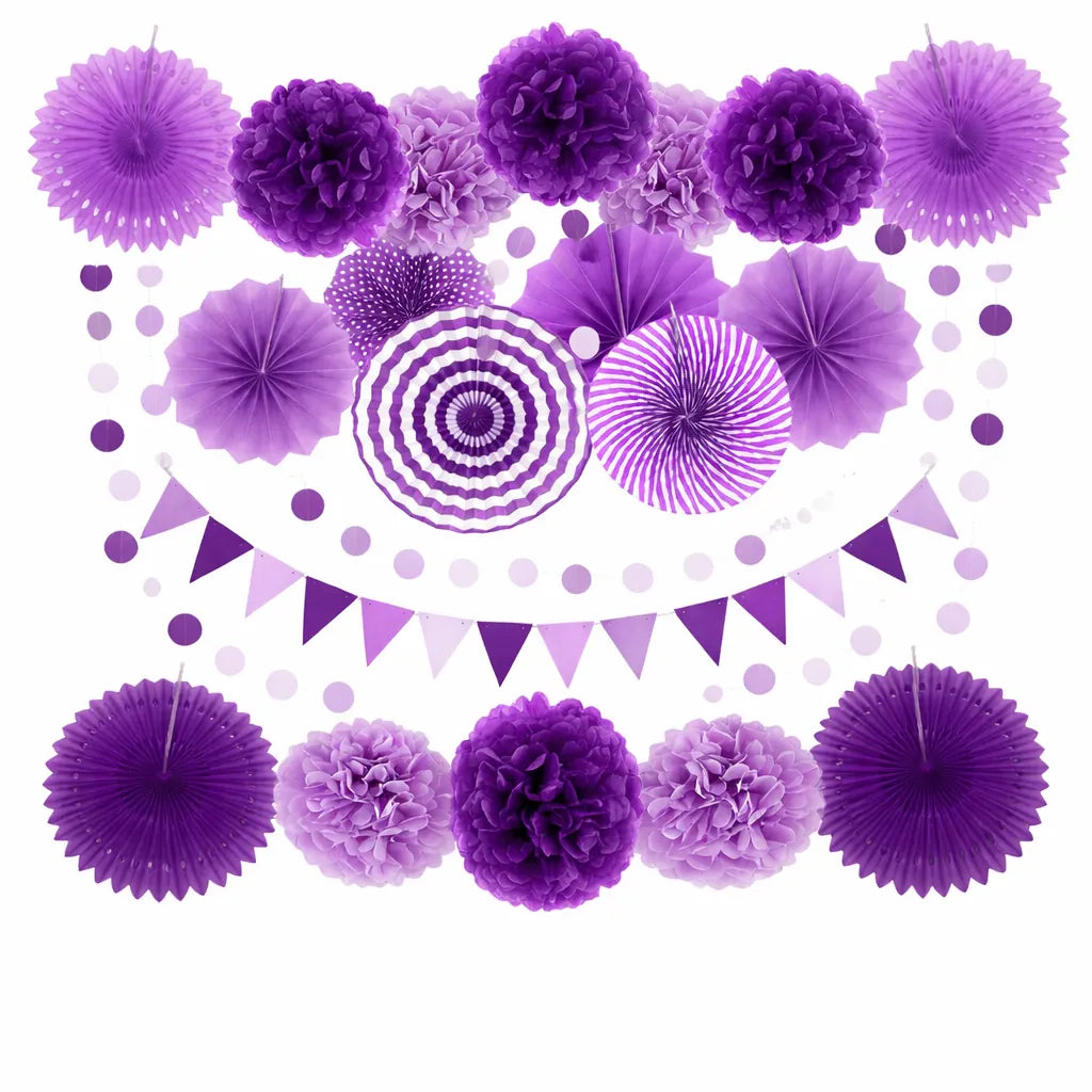 Ensemble de Pompons et Rosaces Violets élégante