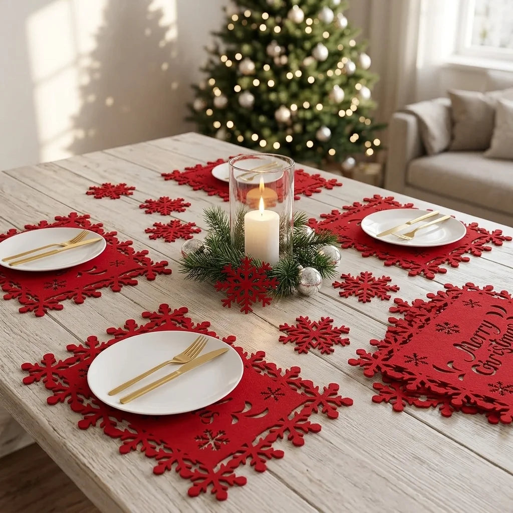 Ensemble de Set de Table Joyeux Noël en tissu 