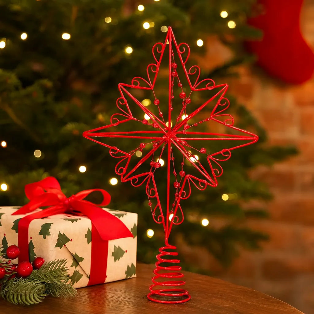 Etoile Design Noël Rouge à Perles