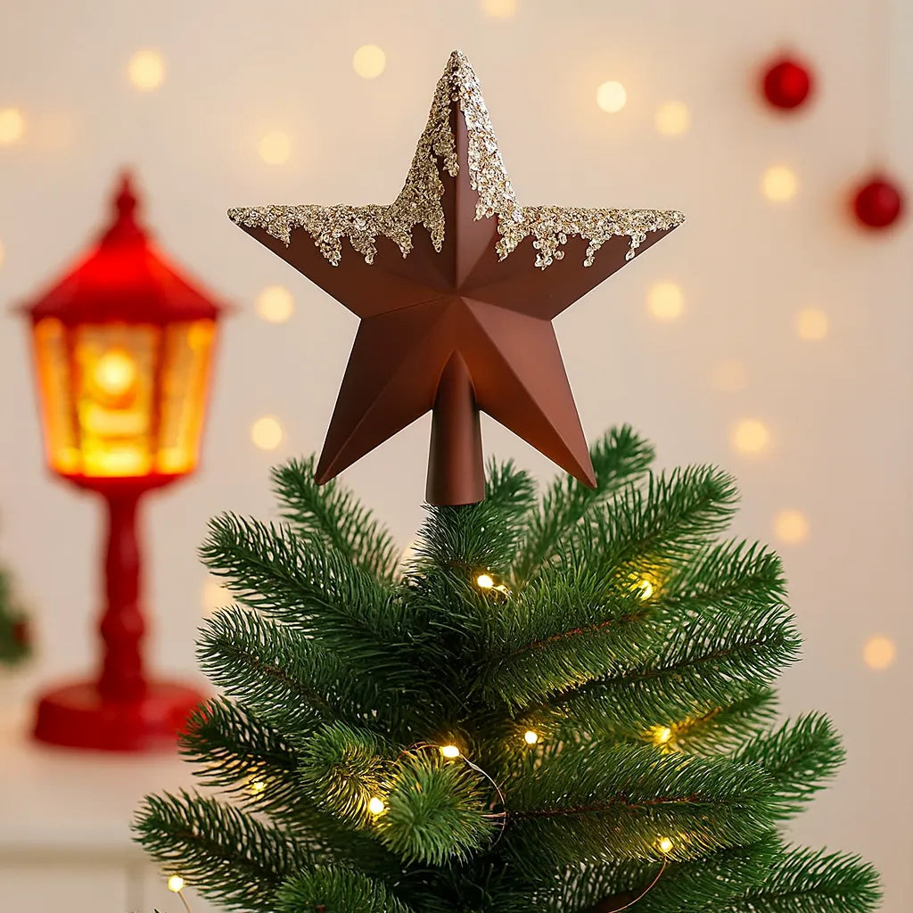  Etoile Noël Marron à Paillettes