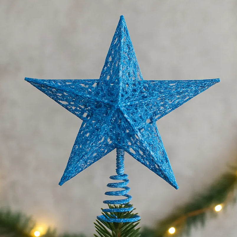 Etoile Noël Pailletée en Fer Forgé Bleu