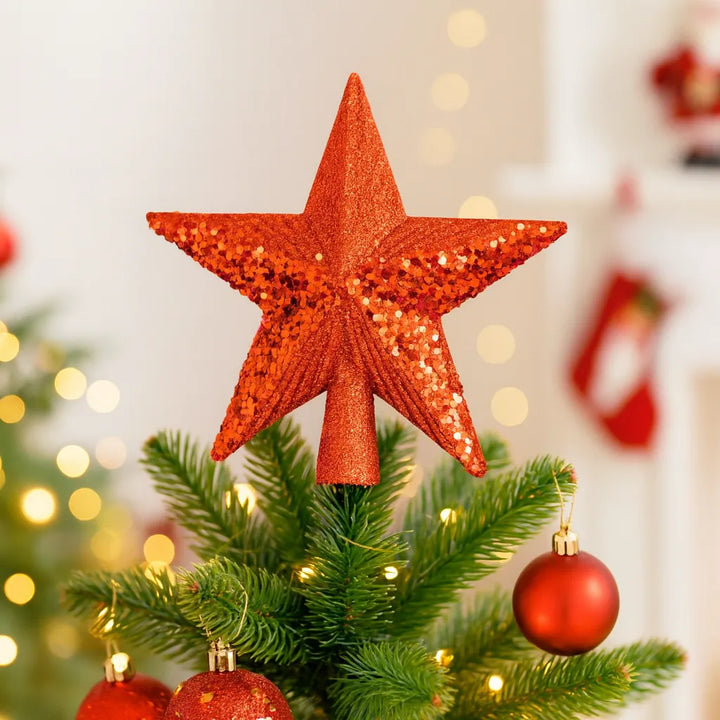 Etoile Sapin orange à paillettes