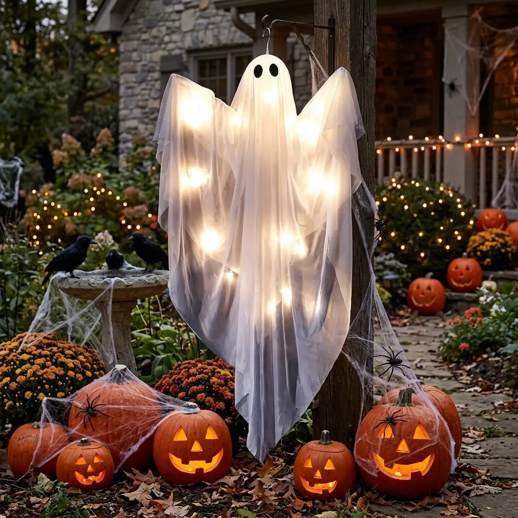 Fantôme Halloween Géant à Suspendre Lumineux Minimaliste