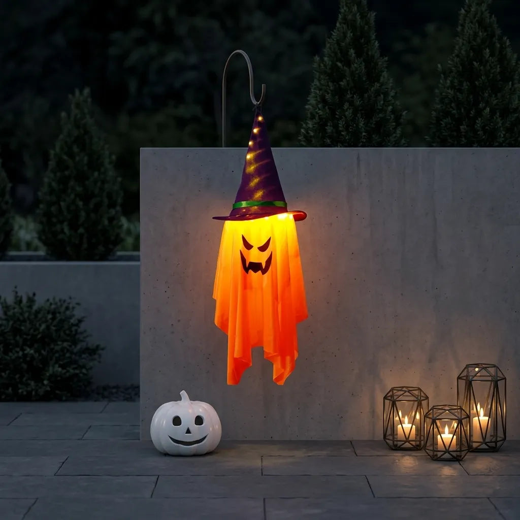 Fantôme Halloween Orange LED Minimaliste