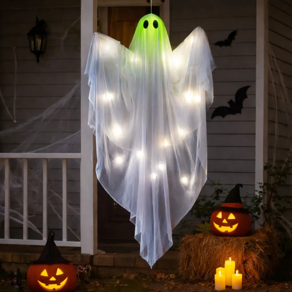 Fantôme à Suspendre LED Vert Halloween