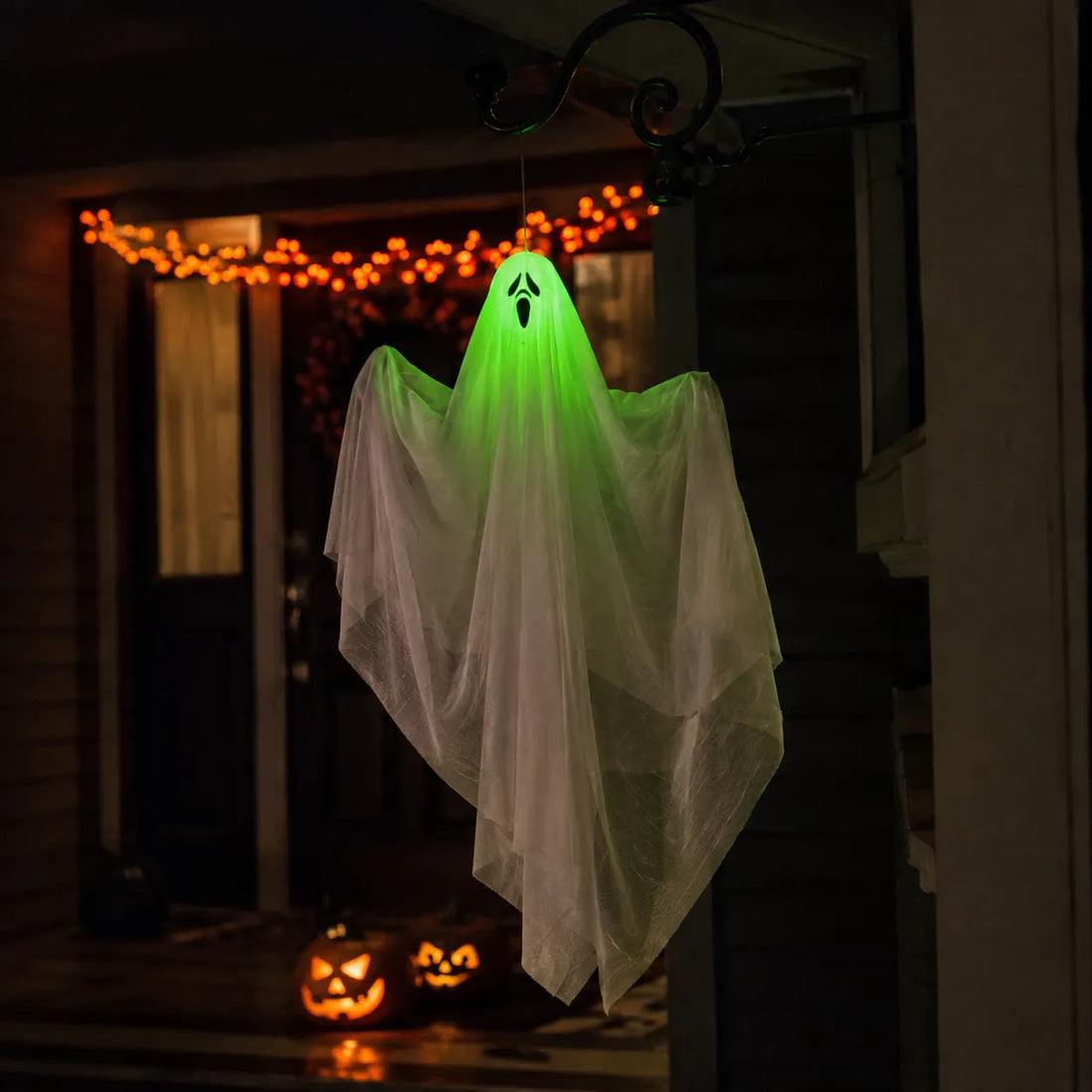 Fantôme à Suspendre LED Vert Halloween Lumineux
