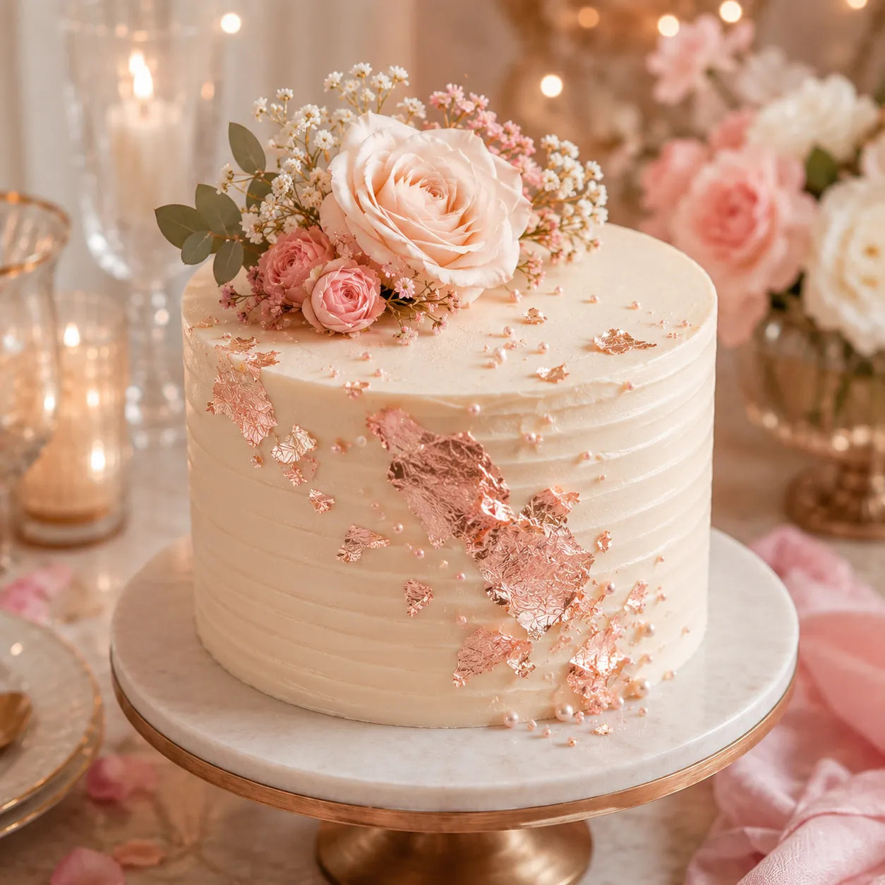 Feuilles d’or Rose Gold Pour Gâteau chic